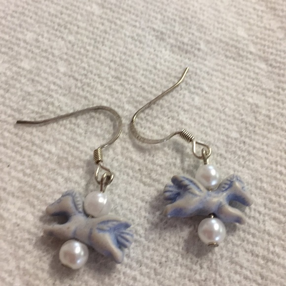 handmade Other - Flying Horse Pierced Dangle Earrings